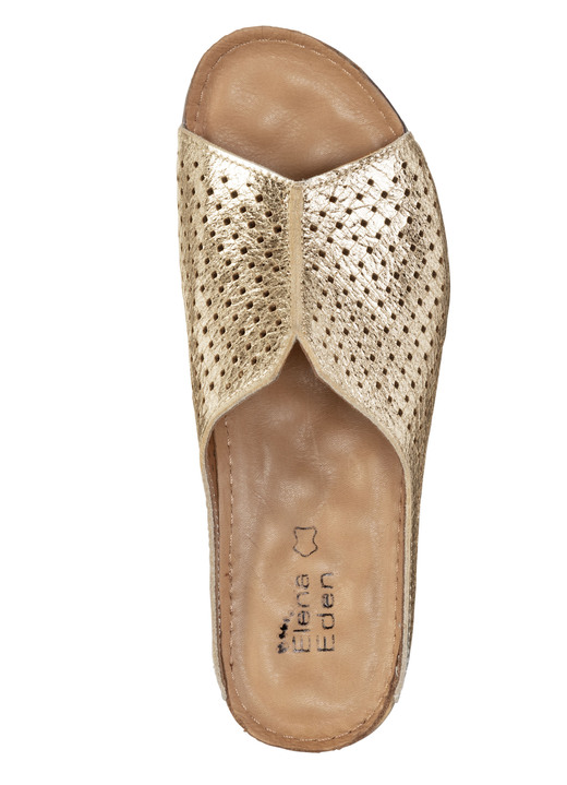 Komfortschuhe - ELENA EDEN, sommerliche Damen-Pantoletten, aus Leder, in Größe 035 bis 042, in Farbe WEISS Ansicht 5