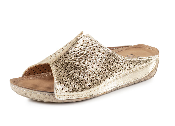 Komfortschuhe - ELENA EDEN, sommerliche Damen-Pantoletten, aus Leder, in Größe 035 bis 042, in Farbe WEISS Ansicht 4