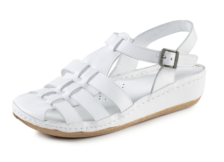 Komfortschuhe - Gemini Riemchen-Sandale aus weichem Rind-Nappaleder, in Größe 036 bis 042, in Farbe WEISS Ansicht 1