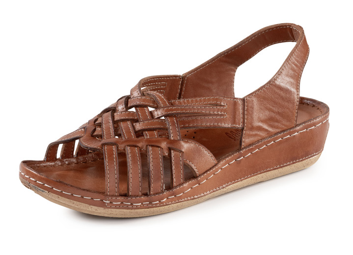 Komfortschuhe - Gemini Sandale mit Flechtriemen, in Größe 036 bis 042, in Farbe COGNAC Ansicht 1