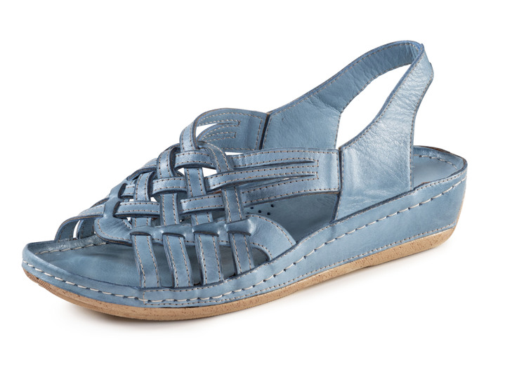 Komfortschuhe - Gemini, schicke Damen-Sandalen, Weite G, mit Gummizug, in Größe 036 bis 042, in Farbe JEANS Ansicht 1