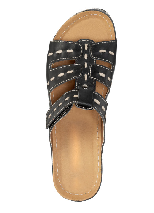 Komfortschuhe - ELENA EDEN Pantolette aus Nappaleder mit Kontrast-Durchzügen, in Größe 036 bis 042, in Farbe SCHWARZ Ansicht 2