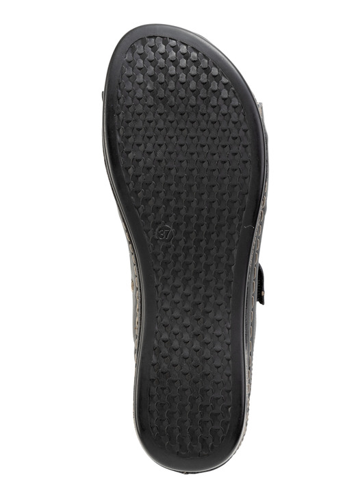 Komfortschuhe - ELENA EDEN Pantolette aus Nappaleder mit Kontrast-Durchzügen, in Größe 036 bis 042, in Farbe SCHWARZ Ansicht 3