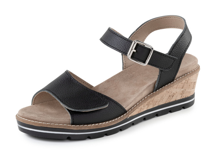 Komfortschuhe - ELENA EDEN, bequeme Damen-Sandaletten, Weite H, mit herausnehmbarem Fußbett, in Größe 035 bis 041, in Farbe SCHWARZ Ansicht 1