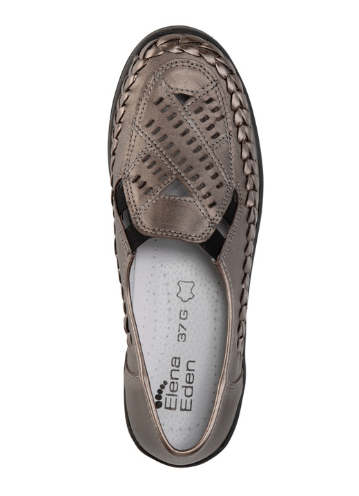 Komfortschuhe - ELENA EDEN Slipper luftig durchbrochen und mit Flechtdurchzug, in Größe 036 bis 042, in Farbe BRONZE Ansicht 2