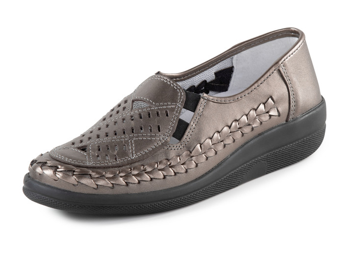 Komfortschuhe - ELENA EDEN Slipper luftig durchbrochen und mit Flechtdurchzug, in Größe 036 bis 042, in Farbe SCHWARZ Ansicht 4