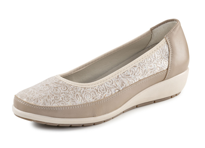 Komfortschuhe - ELENA EDEN, bequeme Damen-Ballerinas, Weite G, mit herausnehmbarem Fußbett, in Größe 035 bis 041, in Farbe TAUPE Ansicht 1