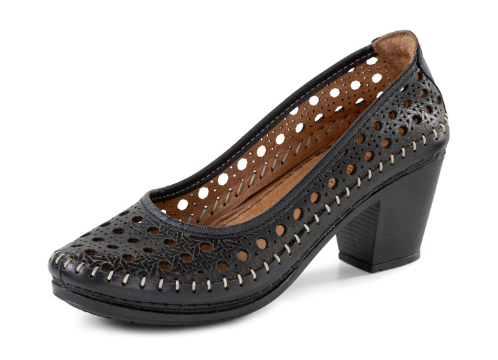 Komfortschuhe - Gemini, sommerliche Damen-Pumps, Weite G, aus Leder, in Größe 036 bis 042, in Farbe SCHWARZ Ansicht 1