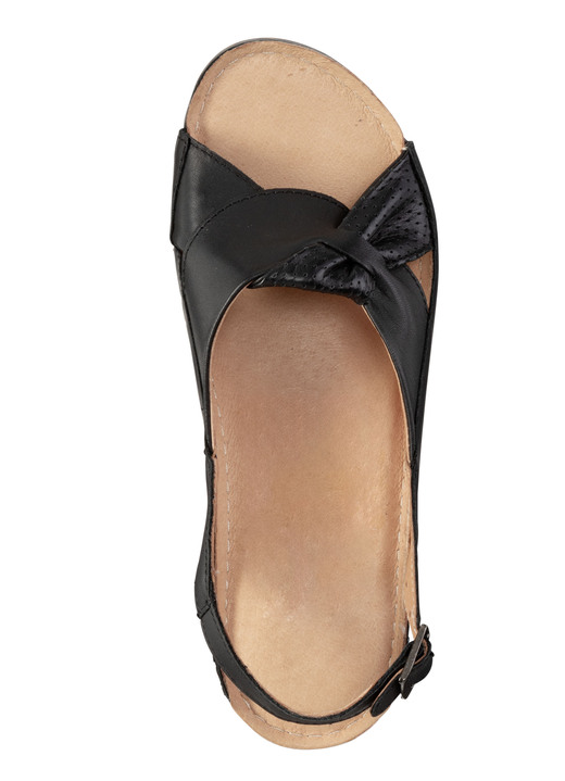 Komfortschuhe - Sandale aus teilweise perforiertem Nappaleder, in Größe 036 bis 041, in Farbe SCHWARZ Ansicht 2