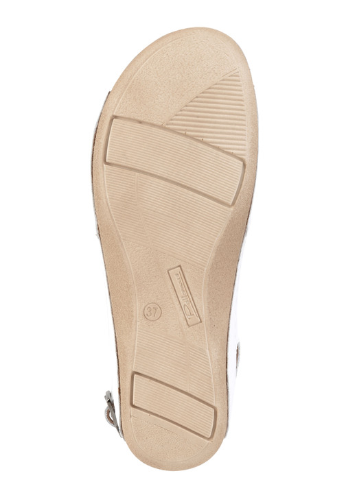 Komfortschuhe - Sandale aus Rind-Nappaleder mit verstellbarem Fersenriemchen, in Größe 036 bis 041, in Farbe WEISS-BRONZE Ansicht 3