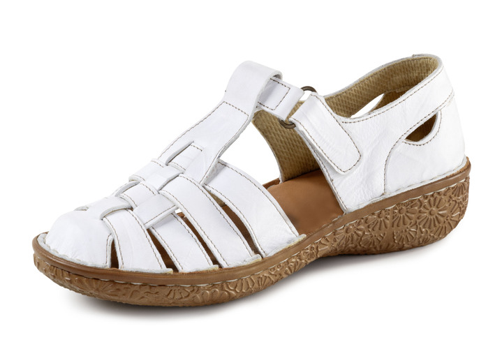 Komfortschuhe - ELENA EDEN, sommerliche Damen-Slipper, Weite G, mit Klettspange, in Größe 036 bis 043, in Farbe WEISS Ansicht 1