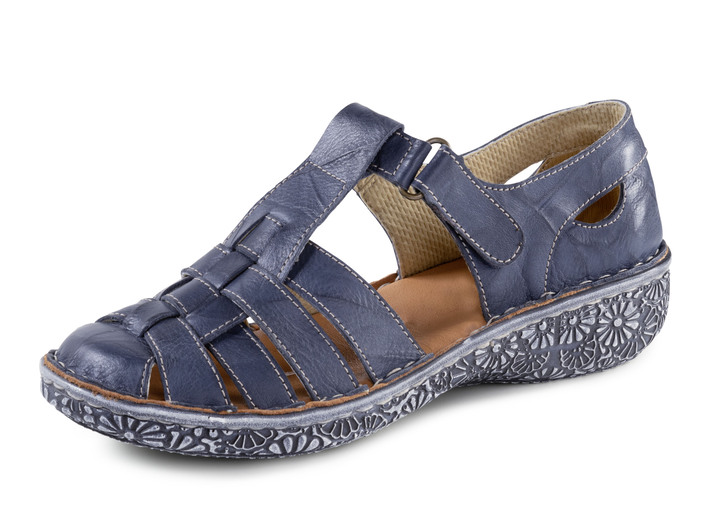 Komfortschuhe - ELENA EDEN Slipper aus Nappaleder mit dezenter Knitter-Struktur, in Größe 036 bis 043, in Farbe JEANS Ansicht 1