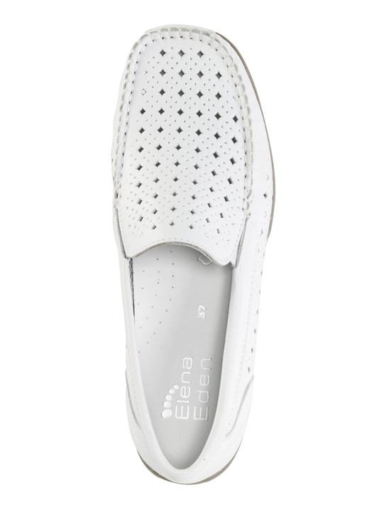 Mode - ELENA EDEN, sommerliche Damen-Slipper, Weite H, mit herausnehmbarem Fußbett, in Größe 036 bis 042, in Farbe WEISS Ansicht 2