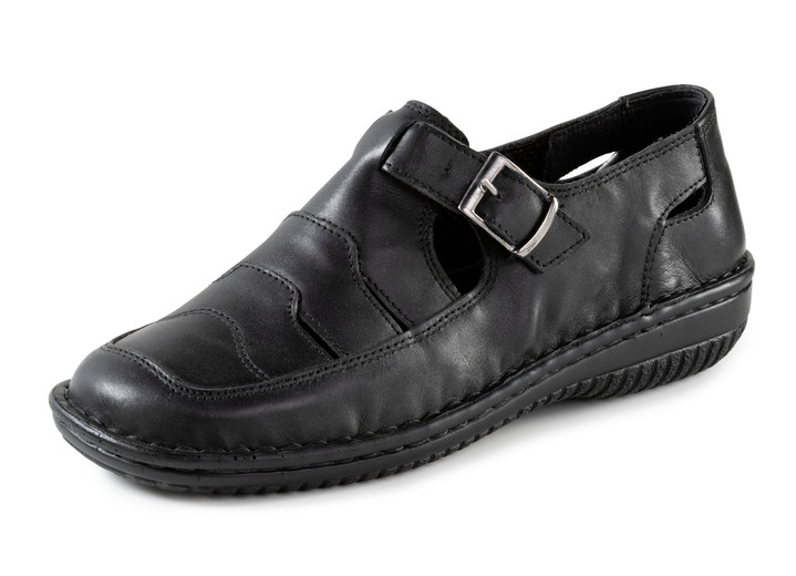 Komfortschuhe - ELENA EDEN Slipper mit luftigen Durchbrüchen, in Größe 036 bis 042, in Farbe SCHWARZ Ansicht 1