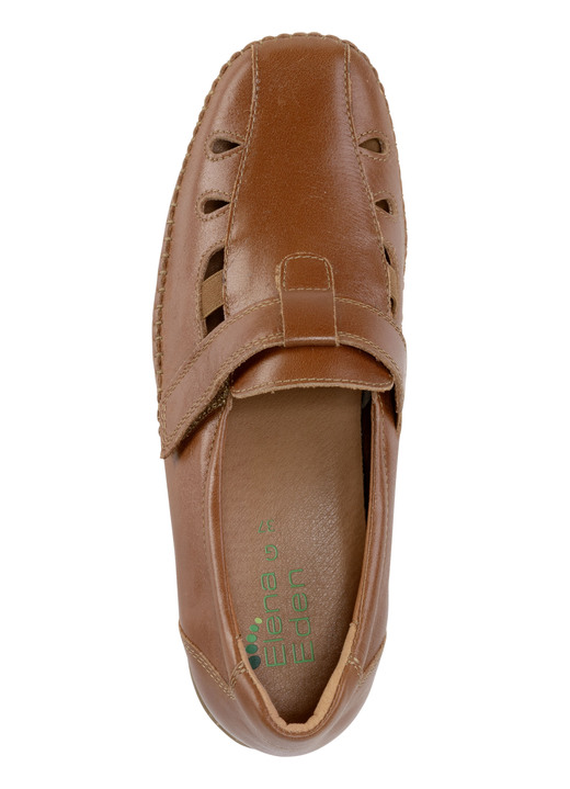Komfortschuhe - ELENA EDEN Mokassin-Trotteur mit luftigen Durchbrüchen, in Größe 036 bis 042, in Farbe COGNAC Ansicht 2