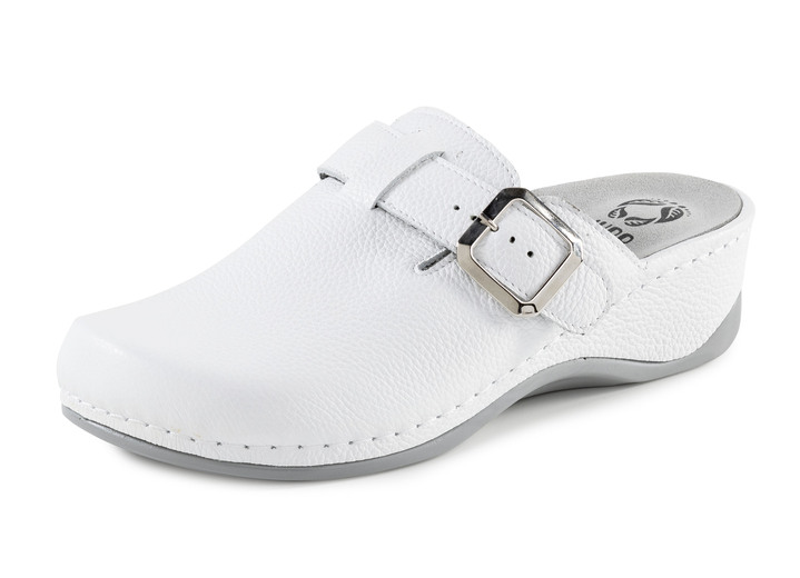 Komfortschuhe - Mubb, klassische Damen-Clogs, Wete H, mit herausnehmbarem Fußbett, in Größe 036 bis 042, in Farbe WEISS Ansicht 1