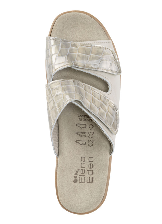 Komfortschuhe - ELENA EDEN Pantolette aus krokogeprägtem Lack- und Nappaleder, in Größe 036 bis 042, in Farbe BEIGE Ansicht 2