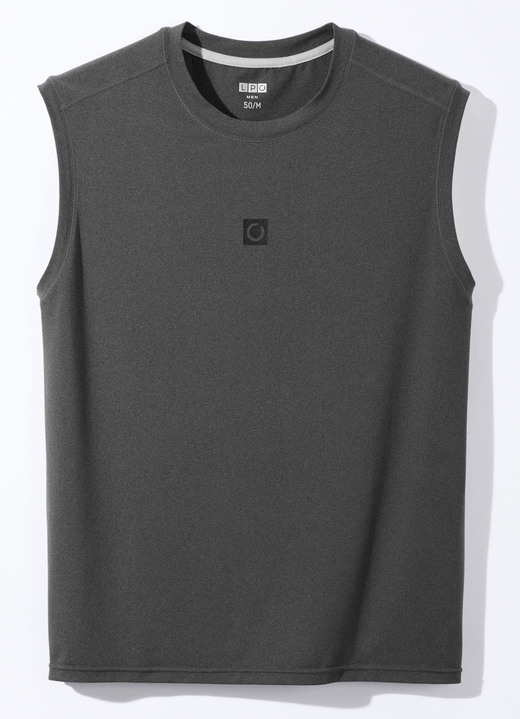 Sport- & Freizeitmode - Achselshirt von „LPO“ in 3 Farben Ansicht 3 Sport- & Freizeitmode - Achselshirt von „LPO“ in 3 Farben, in Größe 048 bis 058, in Farbe MITTELBLAU MELIERT Ansicht 3
