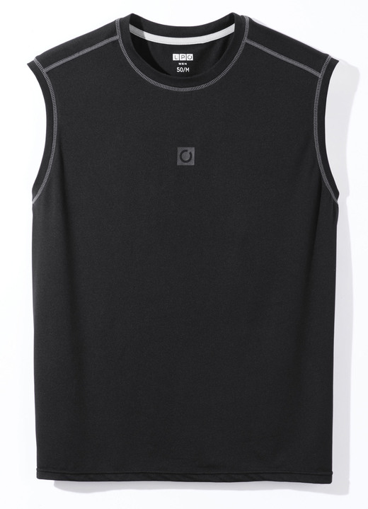 Sport- & Freizeitmode - Achselshirt von „LPO“ in 3 Farben, in Größe 048 bis 058, in Farbe DUNKELGRAU MELIERT Ansicht 2