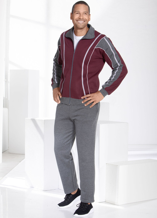 SALE % - Freizeitanzug mit elastischen Ärmelabschlüssen, in Größe 024 bis 062, in Farbe BORDEAUX-ANTHRAZIT MELIERT Ansicht 2