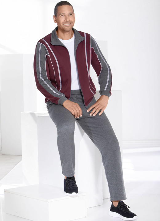 SALE % - Freizeitanzug mit elastischen Ärmelabschlüssen, in Größe 024 bis 062, in Farbe BORDEAUX-ANTHRAZIT MELIERT Ansicht 1