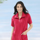 Strandmode - Frottier-Kleid mit durchgehendem Reißverschluss – Farbe ROT – Ansicht 1 Strandmode - Frottier-Kleid mit durchgehendem Reißverschluss, in Größe 038 bis 054, in Farbe GRÜN – Farbe ROT – Ansicht 1