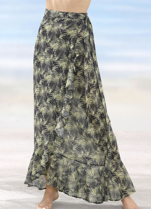 Strandmode - Olympia Rock in Wickelform, reine Baumwolle, in Größe L (44/46) bis XXL (52/54), in Farbe SCHWARZ-OLIV Ansicht 3