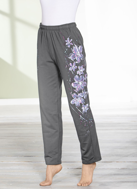 Freizeithosen - Hose mit tollem Floral Dessin Freizeithosen - Hose mit tollem Floral Dessin, in Größe 018 bis 054, in Farbe ANTHRAZIT