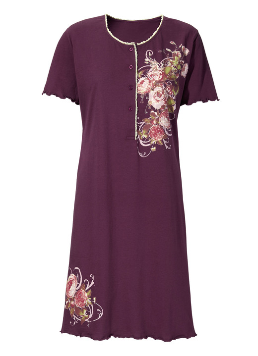 Nachthemden - Zweierpack Nachthemden aus nachhaltigem Baumwollanbau, in Größe 036 bis 060, in Farbe 1X OLIV-BUNT, 1x BORDEAUX-BUNT Ansicht 4