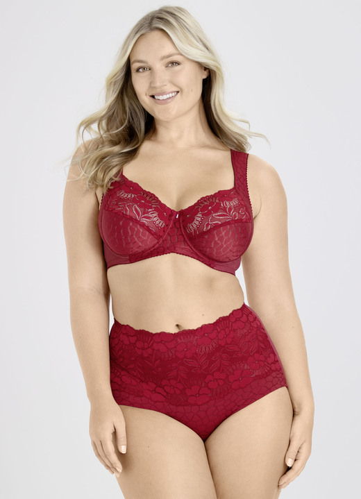 Slips - Miss Mary Miederslip mit unterlegter Elastikspitze im Vorderteil, in Größe 038 bis 056, in Farbe ROT Ansicht 2