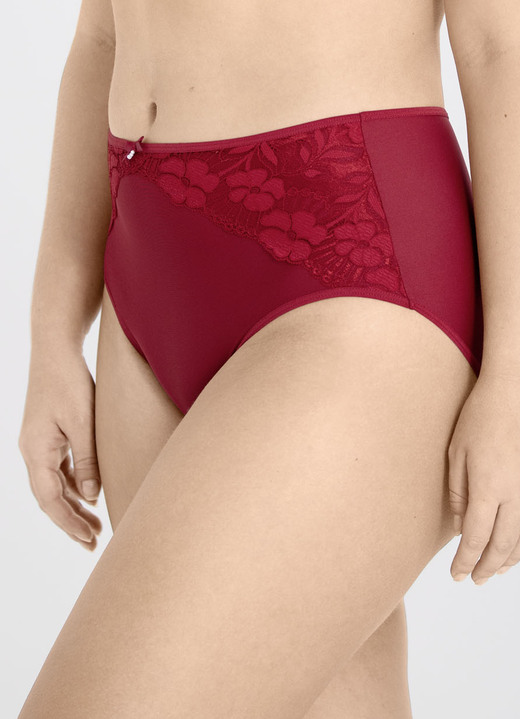 Slips - Miss Mary Miederslip mit unterlegter Elastikspitze im Vorderteil, in Größe 038 bis 056, in Farbe ROT Ansicht 3