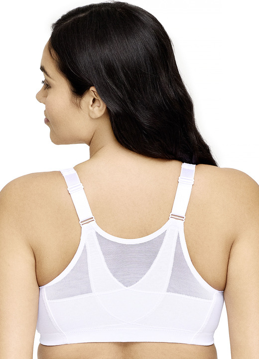 Damenmode - Glamorise Stütz-BH mit praktischem Vorderverschluss, in Größe 080 bis 130, in Cup D, in Farbe WEISS Ansicht 3