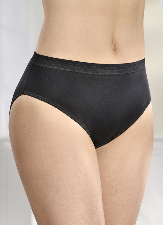 Slips - Fünferpack Slips mit glänzenden Abschlüssen, in Größe 036 bis 052, in Farbe 3X SCHWARZ, 2X WEISS Ansicht 2