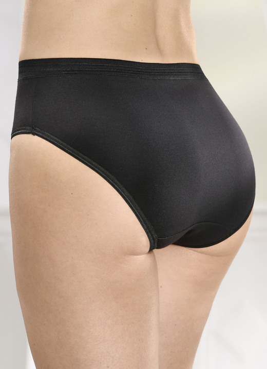 Slips - Fünferpack Slips mit glänzenden Abschlüssen, in Größe 036 bis 052, in Farbe 3X SCHWARZ, 2X WEISS Ansicht 1