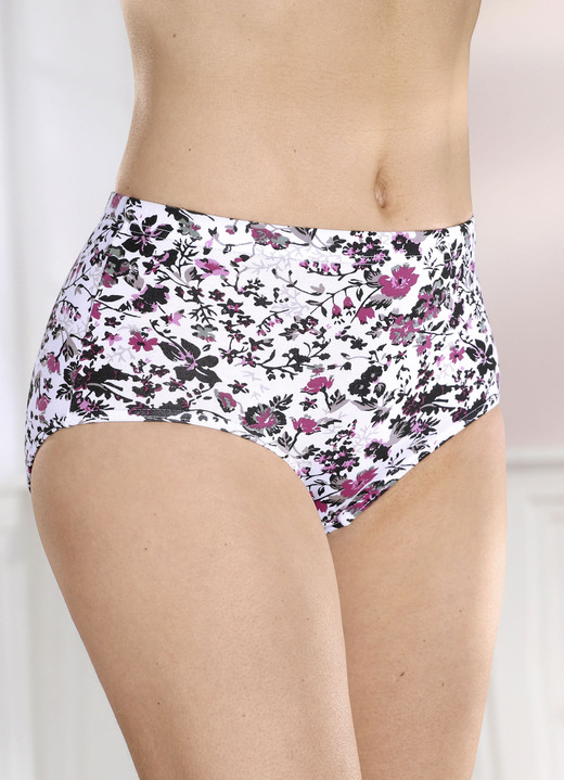 - Viererpack Slips mit Gummizug im Bund, in Größe 038 bis 056, in Farbe WEISS-BORDEAUX-BUNT Ansicht 2