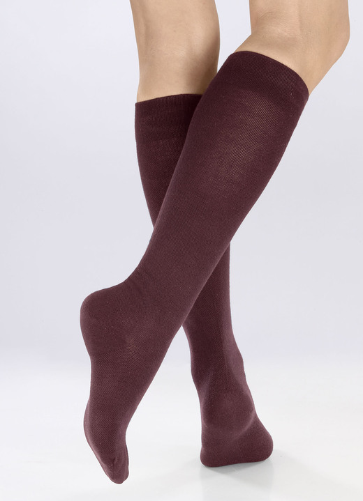 Strümpfe - Dreierpack Kniestrümpfe mit Stützfunktion, in Größe 1 (Schuhgr. 35-38) bis 3 (Schuhgr. 43-46), in Farbe 1X BORDEAUX, 1X MARINE, 1X SCHWARZ Ansicht 1