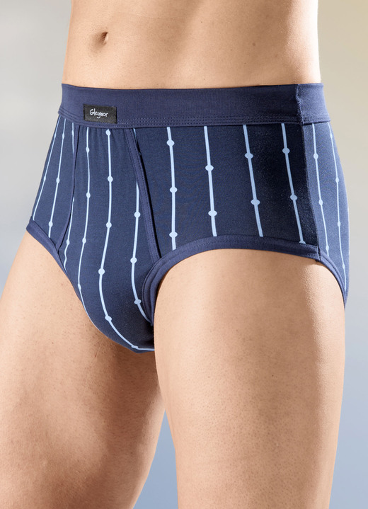 Unterwäsche - Viererpack Slips mit Softbund, in Größe 005 bis 011, in Farbe 2X MARINE-BLAU, 2X GRÜN-GRAU