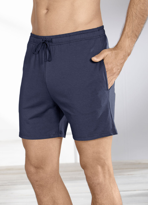 Nachtwäsche - Zweierpack Schlaf-und Freizeitshorts mit BIO-Baumwolle, in Größe 046 bis 062, in Farbe 1X OLIV, 1X MARINE Ansicht 1