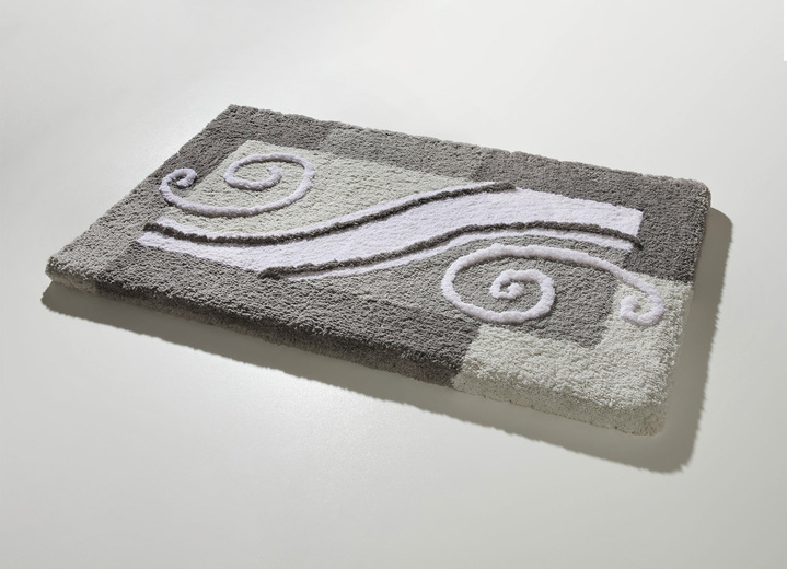 Badgarnituren - Badvorleger mit rutschhemmend beschichteter Rückseite, in Größe 100 (Vorleger halbrund, 50/ 80 cm) bis 112 (WC-Deckelbezug, 47/ 50 cm), in Farbe GRAU Ansicht 1