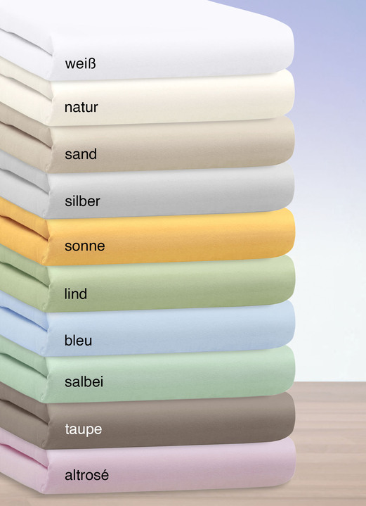 Spannbetttücher - Hochwertige Elastic-Mako-Feinjersey-Spannbetttücher, in Größe 133 (1 Spannbetttuch, 100/200 cm) bis 938 (1 Topper-Spannbetttuch,200/200 cm), in Farbe TAUPE Ansicht 1