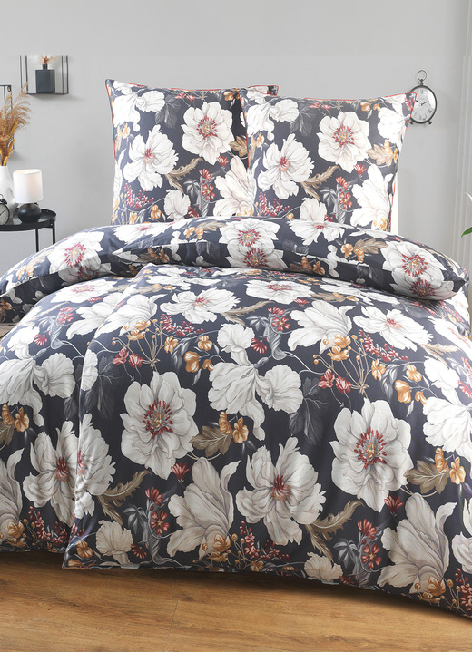 - Digitalbedruckte Bettwäsche-Garnitur von Irisette, in Größe 112 (80/80 cm + 135/200 cm) bis 114 (80/80 cm + 155/200 cm), in Farbe SCHWARZ Ansicht 2