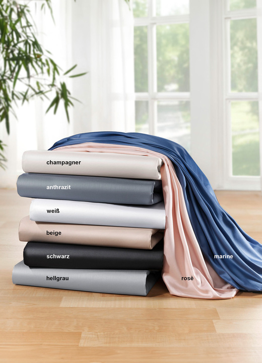 - Mako-Satin-Spannbetttuch aus 100% Baumwolle, in Größe 133 (90/200 cm) bis 138 (180/200 cm), in Farbe BEIGE Ansicht 2