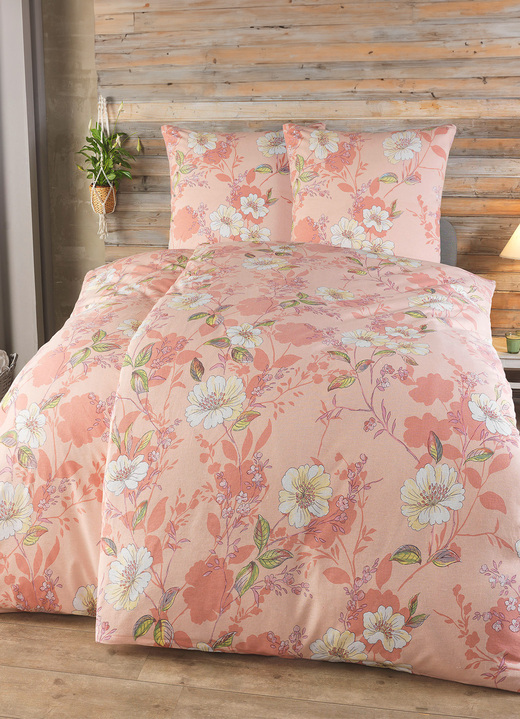 Bettwäschegarnituren - Feinbiber Bettwäsche-Garnitur von Castell, in Größe 112 (80/80 cm + 135/200 cm) bis 115 (80/80 cm + 155/220 cm), in Farbe APRICOT Ansicht 2