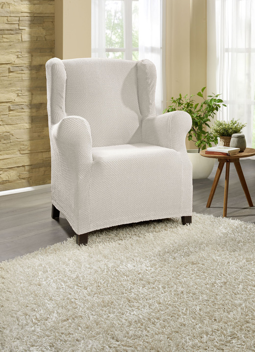 Sessel- & Sofaüberwürfe - Multi-elastische Stretchbezüge, in Größe 101 (Sesselbezug) bis 113 (Ohrensessel-Bezug), in Farbe BEIGE Ansicht 26