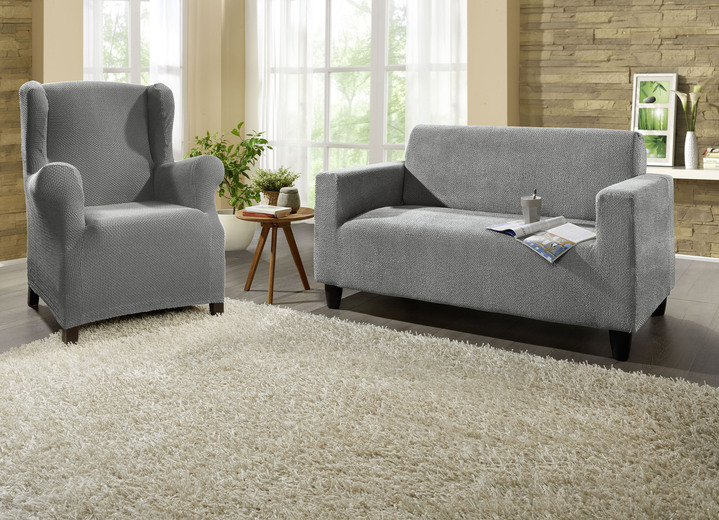 Sessel- & Sofaüberwürfe - Multi-elastische Stretchbezüge, in Größe 101 (Sesselbezug) bis 113 (Ohrensessel-Bezug), in Farbe BEIGE Ansicht 9