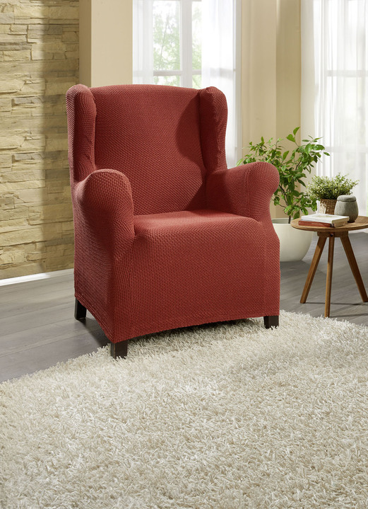 Sessel- & Sofaüberwürfe - Multi-elastische Stretchbezüge, in Größe 101 (Sesselbezug) bis 113 (Ohrensessel-Bezug), in Farbe BEIGE Ansicht 5