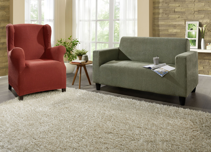 Sessel- & Sofaüberwürfe - Multi-elastische Stretchbezüge, in Größe 101 (Sesselbezug) bis 113 (Ohrensessel-Bezug), in Farbe BEIGE Ansicht 3