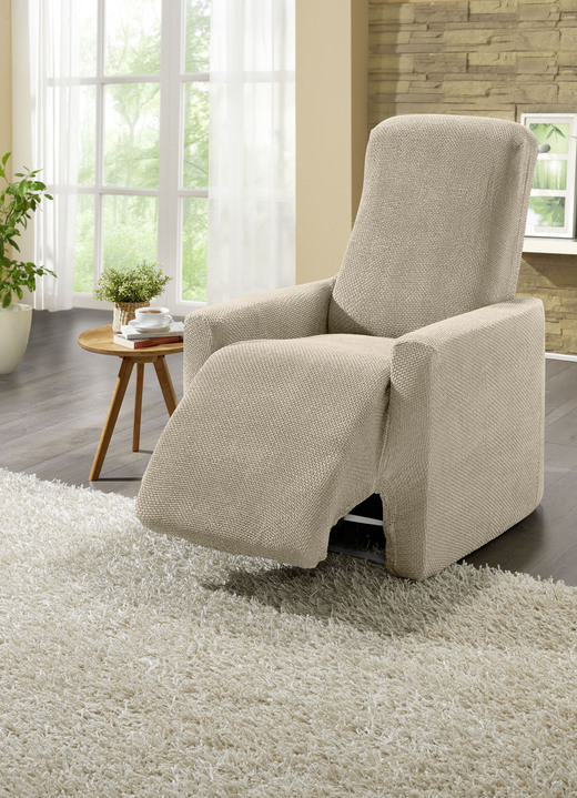 Sessel- & Sofaüberwürfe - Multi-elastische Stretchbezüge, in Größe 101 (Sesselbezug) bis 113 (Ohrensessel-Bezug), in Farbe BEIGE Ansicht 14