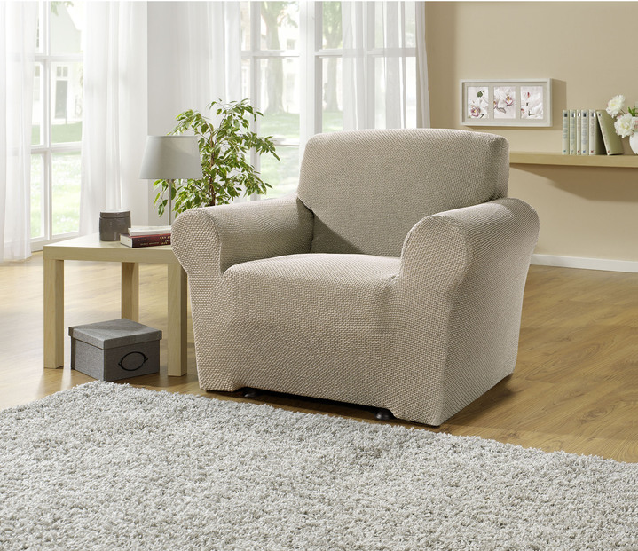 Sessel- & Sofaüberwürfe - Multi-elastische Stretchbezüge, in Größe 101 (Sesselbezug) bis 113 (Ohrensessel-Bezug), in Farbe BEIGE Ansicht 32