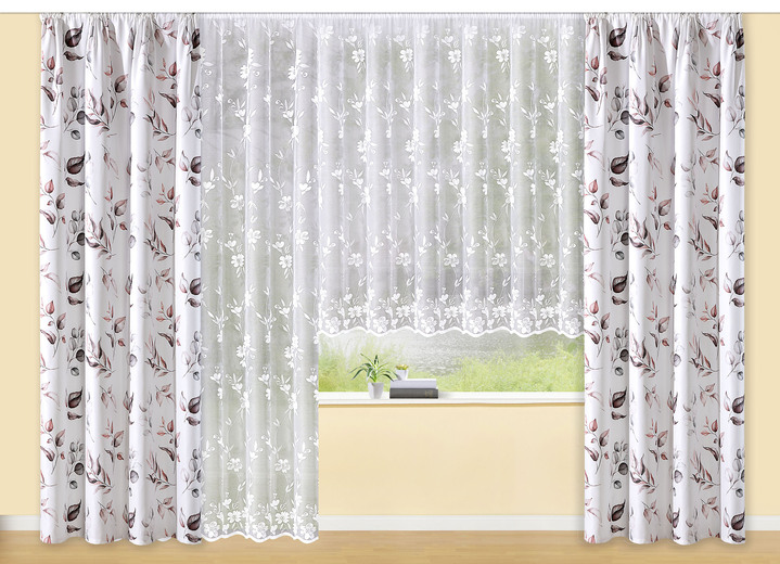 Modern - Blumenfenster-Store Blumenranke mit Universalschienenband, in Größe 140 (H125xB300 cm) bis 179 (H175xB450 cm), in Farbe WEISS Ansicht 3